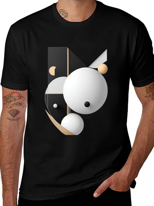 Abstract Geometric Graphic Print Black T-Shirt