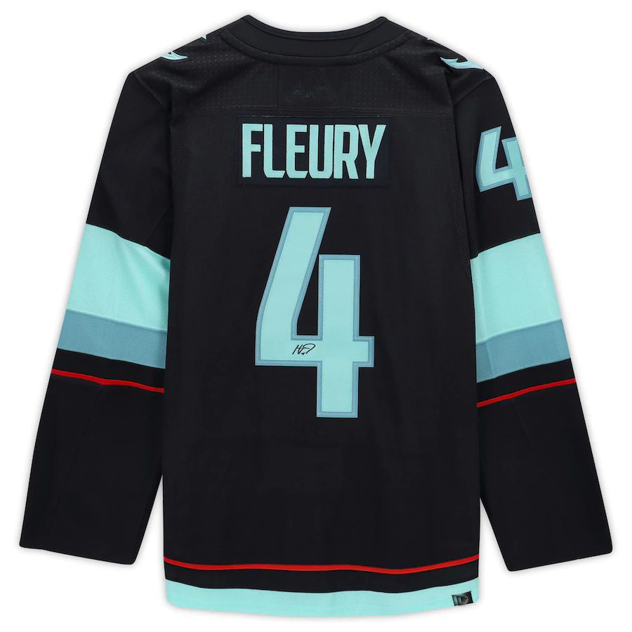 S.Kraken #4 Haydn Fleury   with Inaugural Season Patch Blue Stitched American Hockey Jerseys