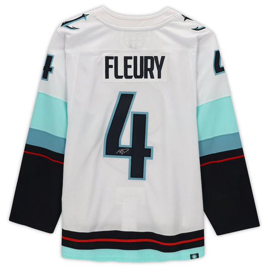 S.Kraken #4 Haydn Fleury   with Inaugural Season Patch White Stitched American Hockey Jerseys