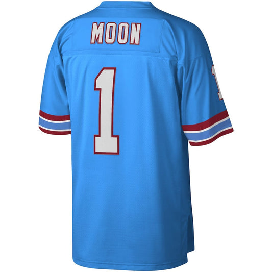 H.Oilers #1 Warren Moon  Legacy Replica Jersey - Light Blue Stitched American Football Jerseys