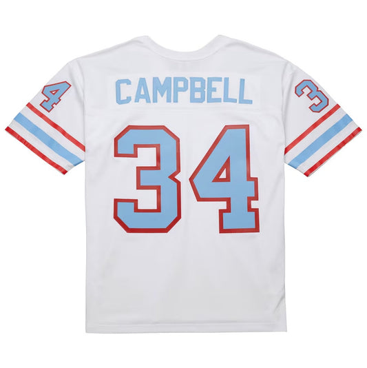 H.Oilers #34 Earl Campbell  1979 Legacy Replica Jersey - White Stitched American Football Jerseys