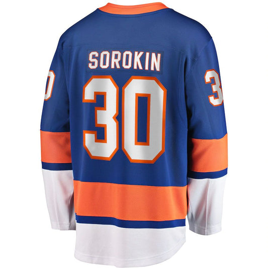 NY.Islanders #30 Ilya Sorokin Home Breakaway Player Jersey Royal Stitched American Hockey Jerseys