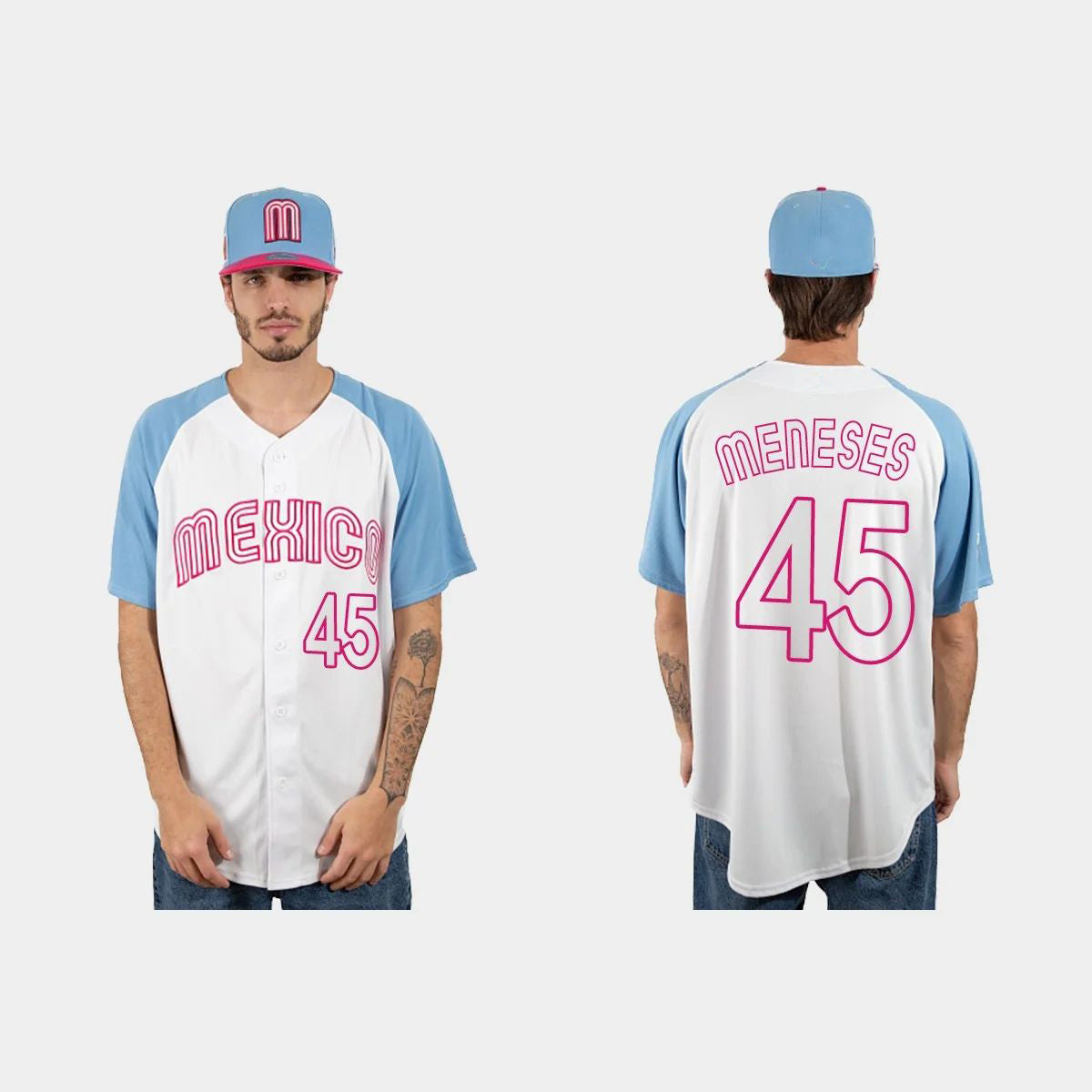 #45 JOEY MENESES MEXICO BASEBALL 2023 WORLD BASEBALL CLASSIC JERSEY ¨C WHITE BLUE Stitches Baseball Jerseys