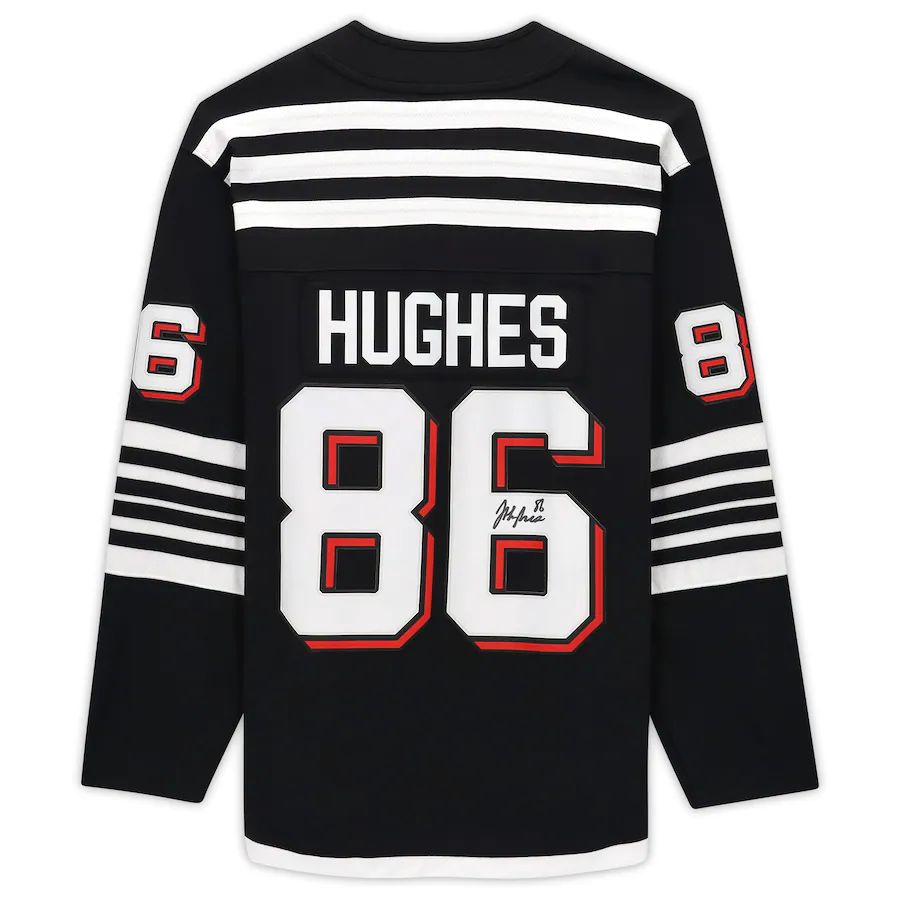 NJ.Devils #86 Jack Hughes   Alternate Breakaway Jersey Black Stitched American Hockey Jerseys