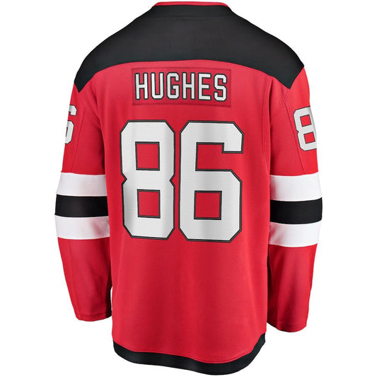 NJ.Devils #86 Jack Hughes Home Premier Breakaway Player Jersey Red Stitched American Hockey Jerseys