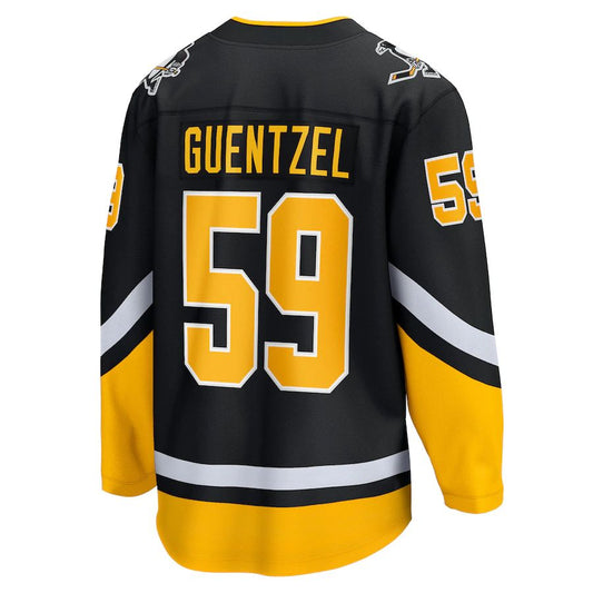 P.Penguins #59 Jake Guentzel 2021-22 Alternate Premier Breakaway Player Jersey Black Stitched American Hockey Jerseys