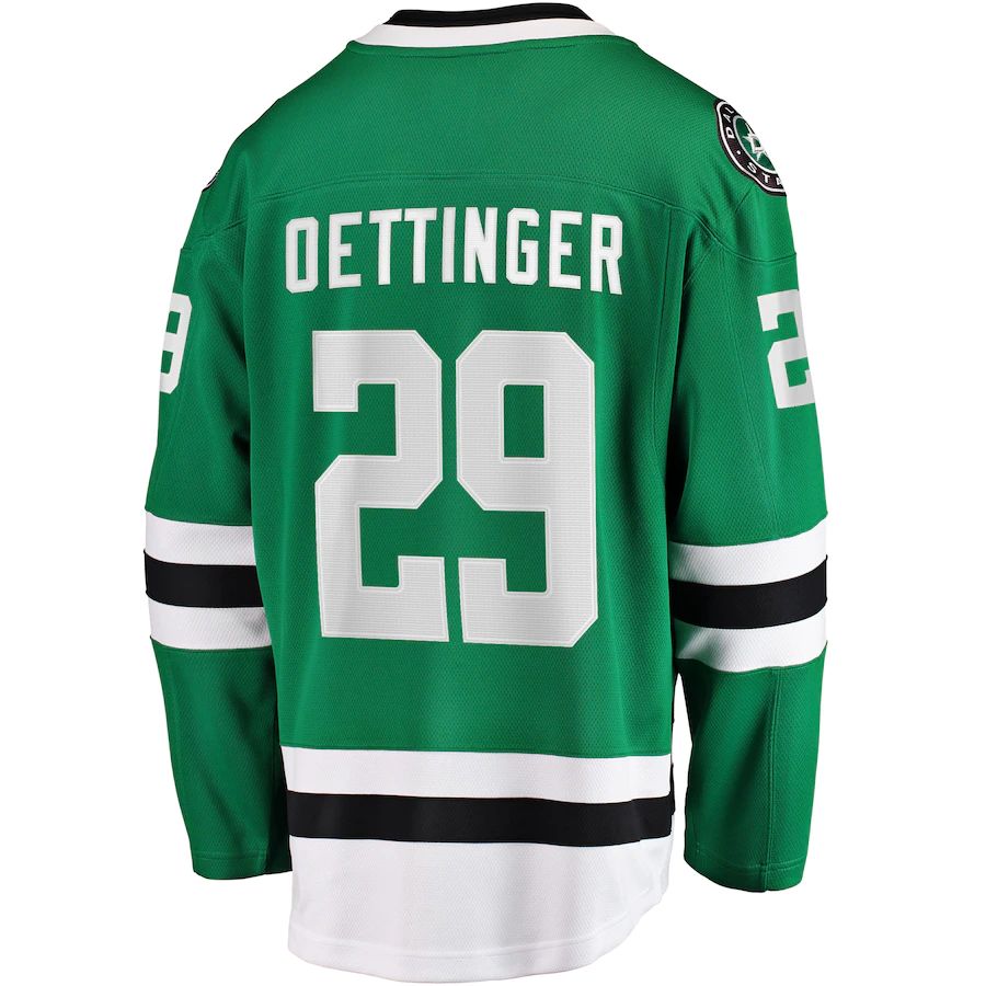 D.Stars #29 Jake Oettinger Home Breakaway Player Jersey Kelly Green Stitched American Hockey Jerseys
