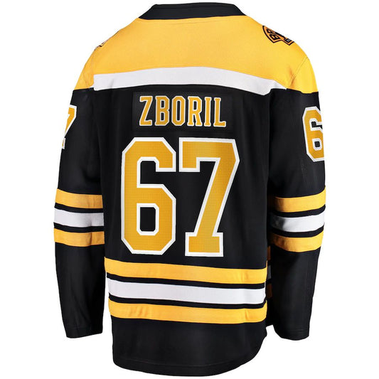 B.Bruins #67 Jakub Zboril Home Breakaway Player Jersey Black Stitched American Hockey Jerseys