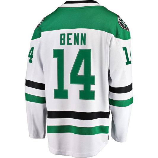 D.Stars #14 Jamie Benn Away Premier Breakaway Player Jersey White Stitched American Hockey Jerseys