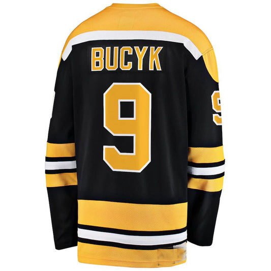 B.Bruins #9 John Bucyk Premier Breakaway Retired Player Jersey Black Stitched American Hockey Jerseys