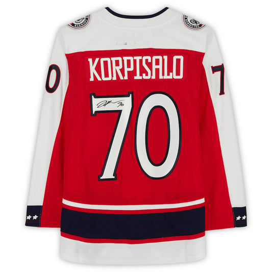 C.Blue Jackets #70 Joonas Korpisalo   2020-21 Reverse Retro Jersey Red Stitched American Hockey Jerseys