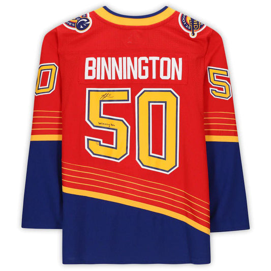 St.L.Blues #50 Jordan Binnington   2020-21 Reverse Retro with Winnington Inscription Limited Edition of 20 Red Stitched American Hockey Jerseys