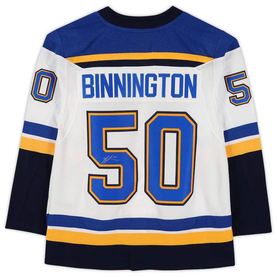St.L.Blues #50 Jordan Binnington   White Stitched American Hockey Jerseys