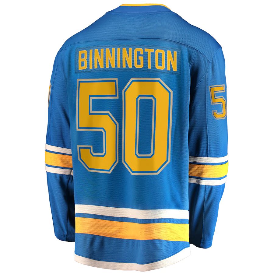 St.L.Blues #50 Jordan Binnington 2018-19 Alternate Premier Breakaway Player Jersey Stitched American Hockey Jerseys
