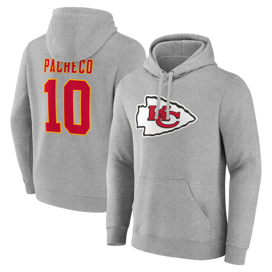 KC.Chiefs #10 Isiah Pacheco Player Gray Pullover Hoodies Football Jerseys