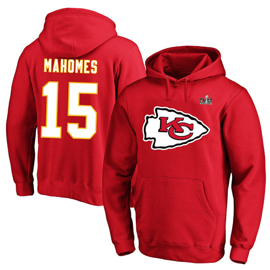 KC.Chiefs #15 Patrick Mahomes Player Red Pullover Hoodies Football Jerseys