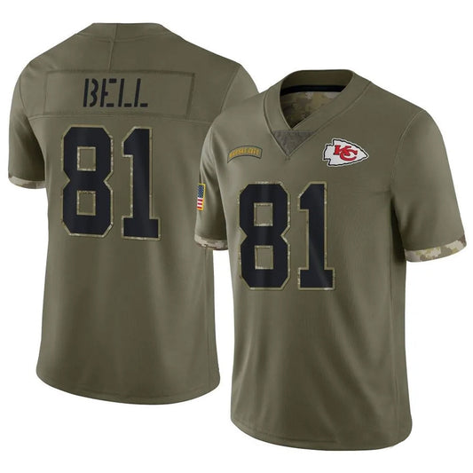 KC.Chiefs #81 Blake Bell Player Salute To Service Olive Football Jerseys