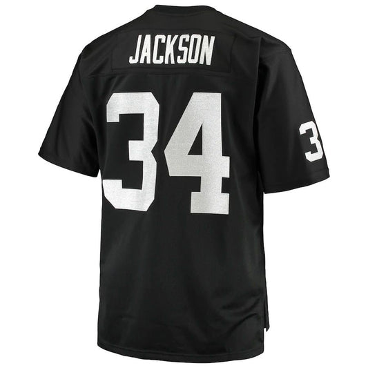 L.Raiders #34 Bo Jackson  Black Big & Tall 1988 Retired Player Replica Jersey Stitched American Football Jerseys