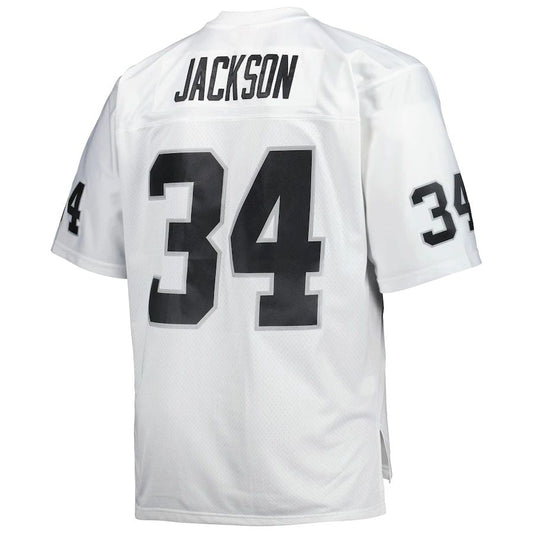 L.Raiders #34 Bo Jackson  White Big & Tall 1987 Retired Player Replica Jersey Stitched American Football Jerseys