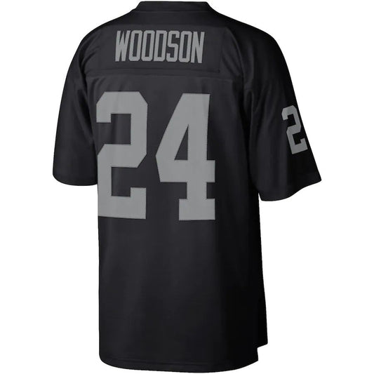 L.Raiders #24 Charles Woodson  Black Legacy Replica Jersey Stitched American Football Jerseys