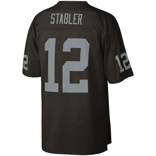 L.Raiders #12 Ken Stabler  Black Legacy Replica Jersey Stitched American Football Jerseys