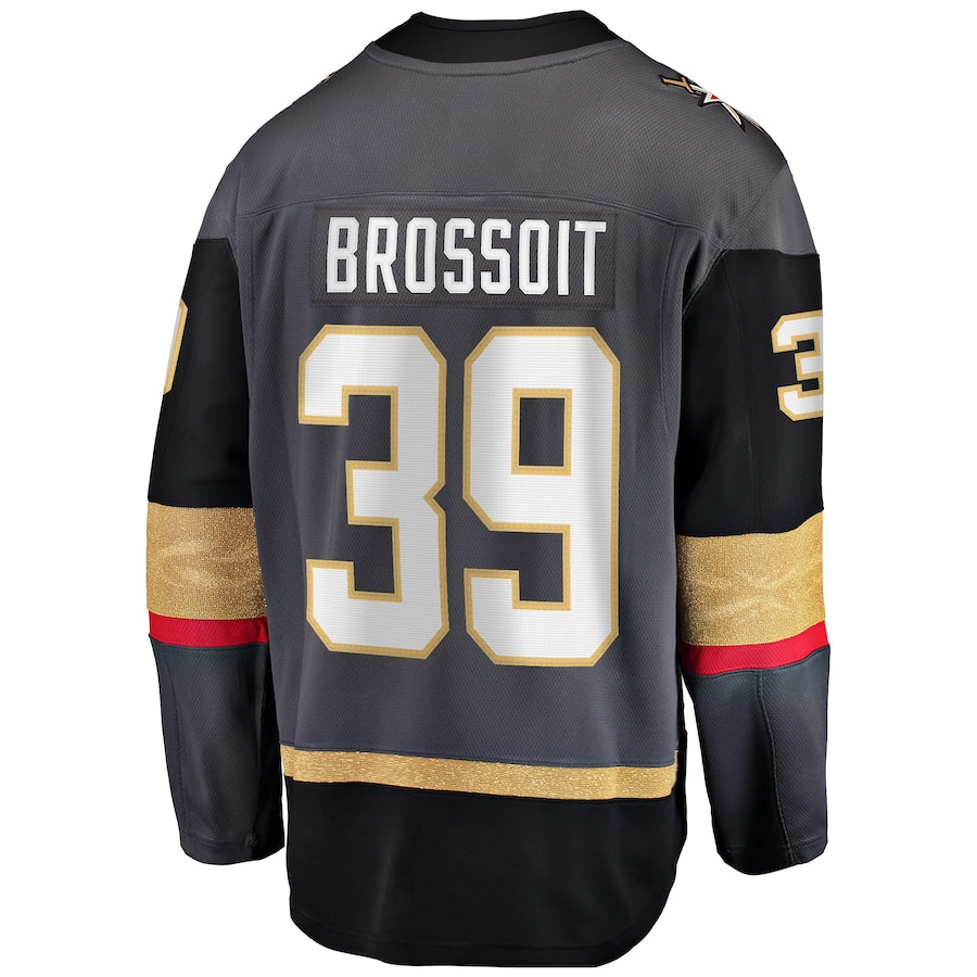 V.Golden Knights #39 Laurent Brossoit Home Breakaway Player Jersey Gray Stitched American Hockey Jerseys