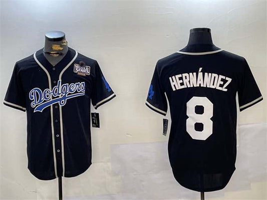 Los Angeles Dodgers #8 Enrique Hernﾃ｡ndez Black 2024 World Series Cool Base Stitched Baseball Jersey