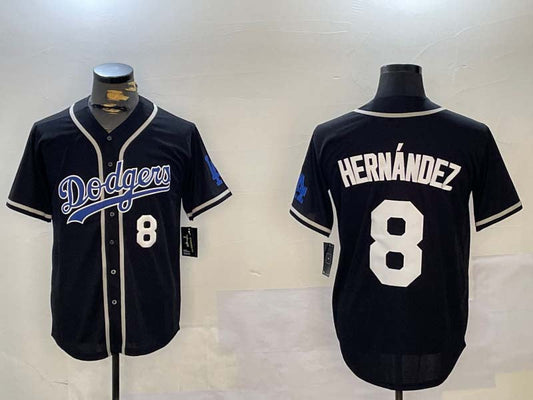 Los Angeles Dodgers #8 Enrique Hernﾃ｡ndez Black Cool Base Stitched Baseball Jersey