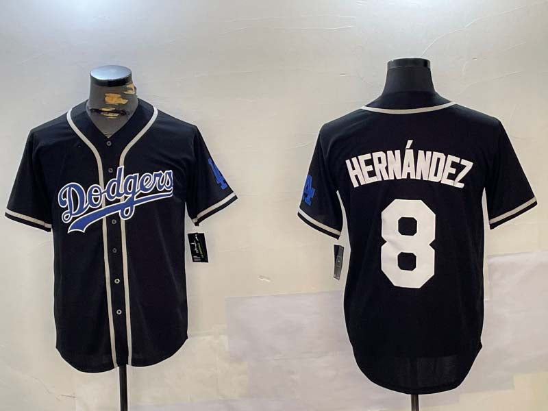 Los Angeles Dodgers #8 Enrique Hernﾃ｡ndez Black Cool Base Stitched Baseball Jersey