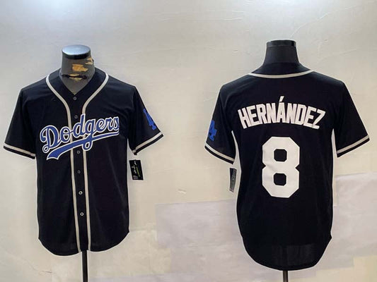 Los Angeles Dodgers #8 Enrique Hernﾃ｡ndez Black Cool Base Stitched Baseball Jersey