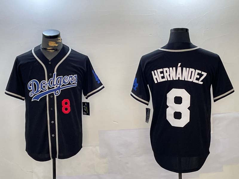 Los Angeles Dodgers #8 Enrique Hernﾃ｡ndez Black Cool Base Stitched Baseball Jerseys