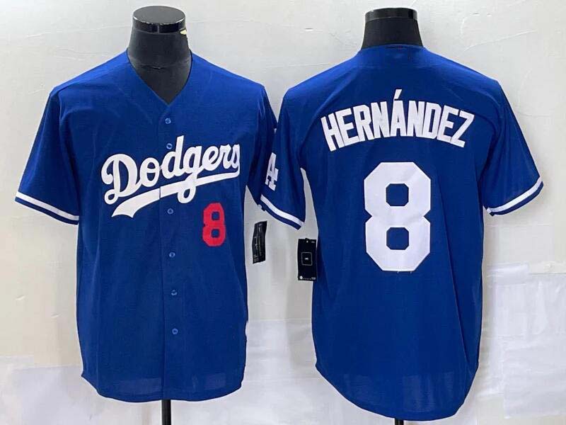 Los Angeles Dodgers #8 Enrique Hernﾃ｡ndez Blue Flex Base Stitched Baseball Jersey