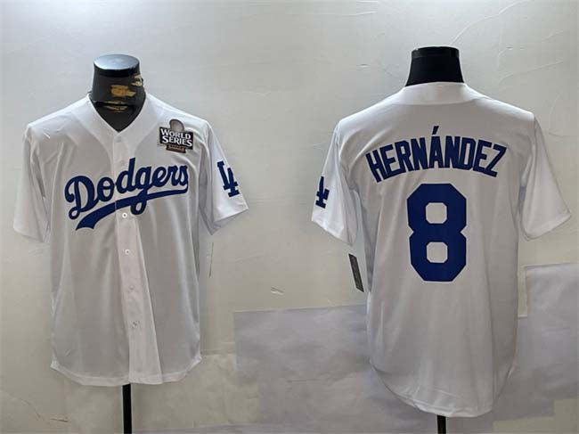 Los Angeles Dodgers #8 Enrique Hernﾃ｡ndez White 2024 World Series Cool Base Stitched Baseball Jersey