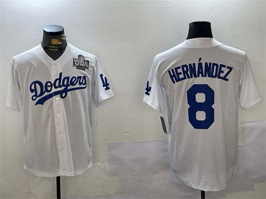 Los Angeles Dodgers #8 Enrique Hernﾃ｡ndez White 2024 World Series Cool Base Stitched Baseball Jersey