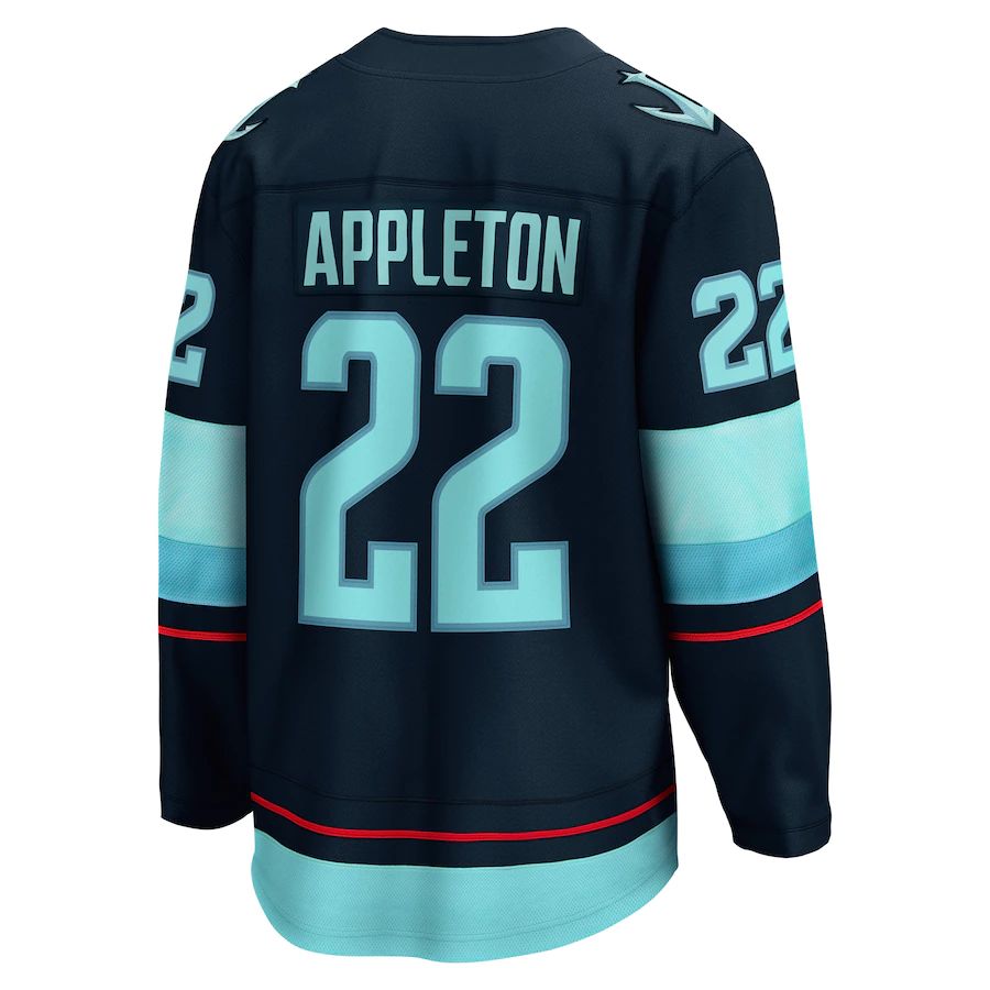 S.Kraken #22 Mason Appleton Home Breakaway Player Jersey Blue Stitched American Hockey Jerseys