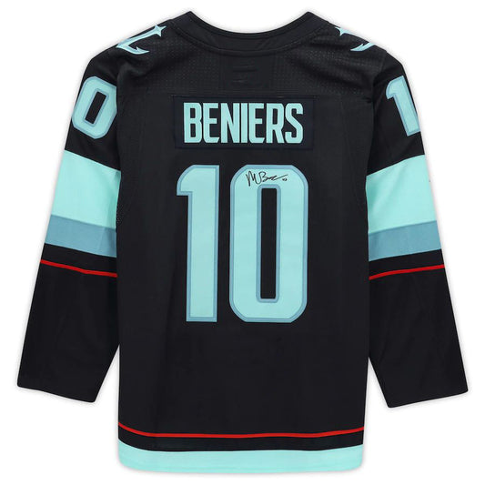 S.Kraken #10 Matt Beniers   Blue Stitched American Hockey Jerseys