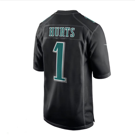 P.Eagles #1 Jalen Hurts Black LVII Patch Fashion Game Jersey Stitched American Football Jerseys