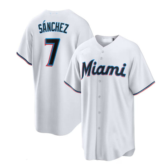 Miami Marlins #7 Jes2s Snchez White Home Replica Player Jersey Baseball Jerseys