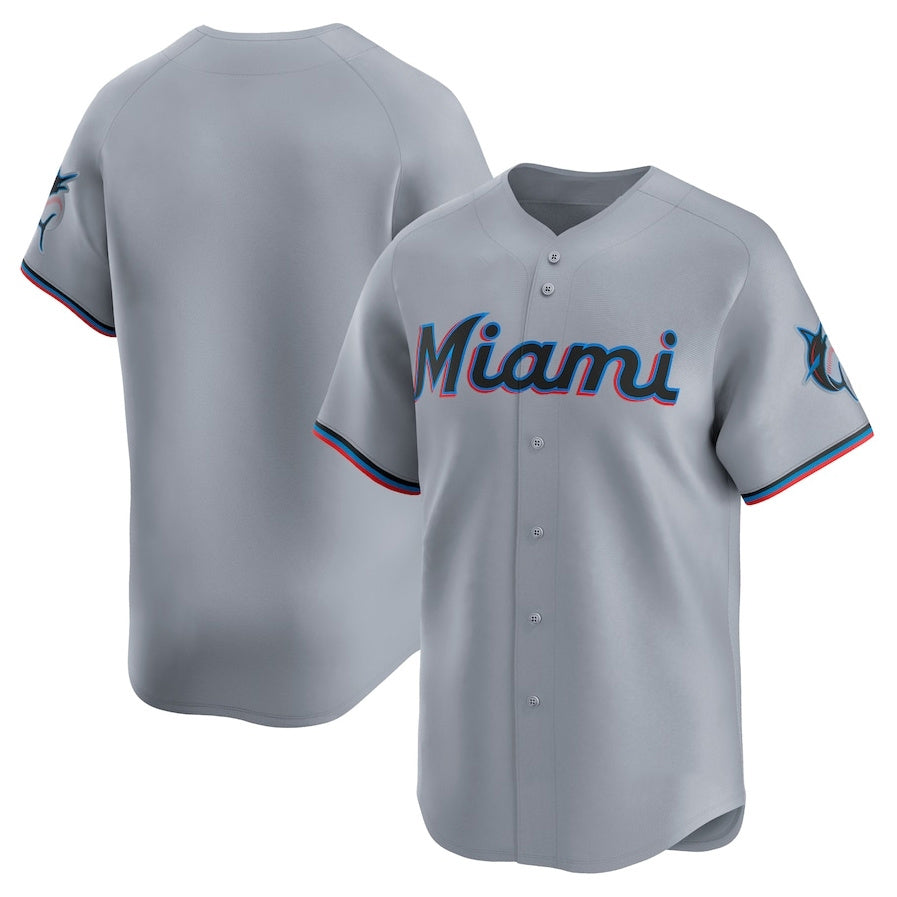 Miami Marlins Road Limited Jersey ?Gray Stitched Baseball Jersey