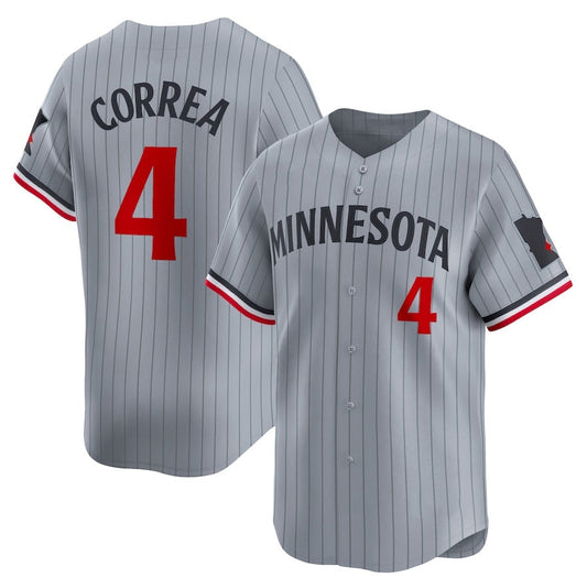 Minnesota Twins #4 Carlos Correa Road Limited Player Jersey ?Gray Stitched Baseball Jersey