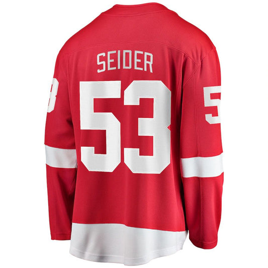 D.Red Wings #53 Moritz Seider Home Breakaway Player Jersey Red Stitched American Hockey Jerseys