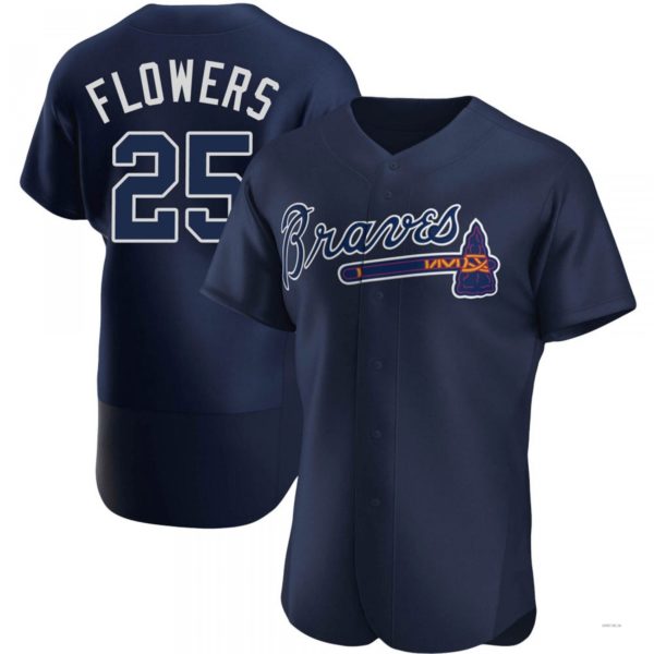 Atlanta Braves #25 Tyler Flowers Navy Alternate Team Name Jersey Stitches Baseball Jerseys