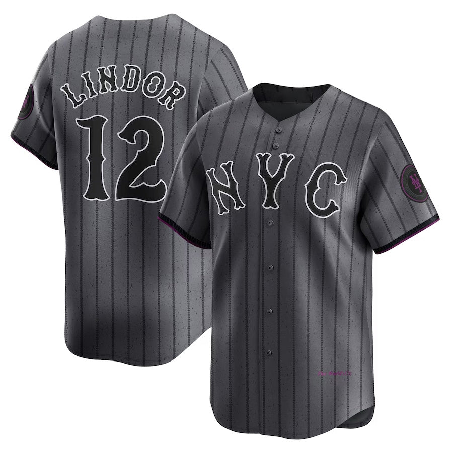 New York Mets #12 Francisco Lindor Graphite 2024 City Connect Limited Player Jersey Baseball Jerseys