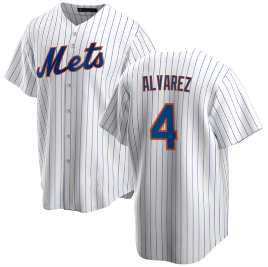 New York Mets #4 Francisco lvarez White Cool Base Stitched Baseball Jersey