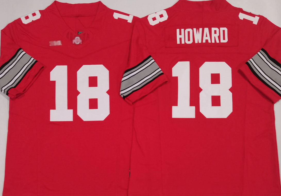 O.State Buckeyes #18 Will Howard Red 2025 F.U.S.E. Limited Stitched Football American College Jerseys