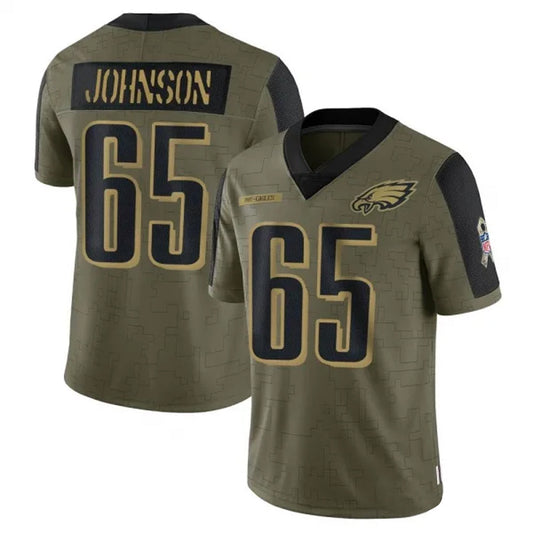 P.Eagles #65 Lane Johnson Player Salute To Service Limited Olive Football Jerseys
