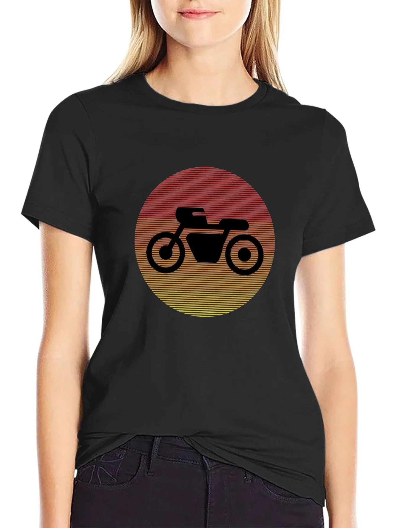 Retro Motorcycle Sunset Graphic Tee