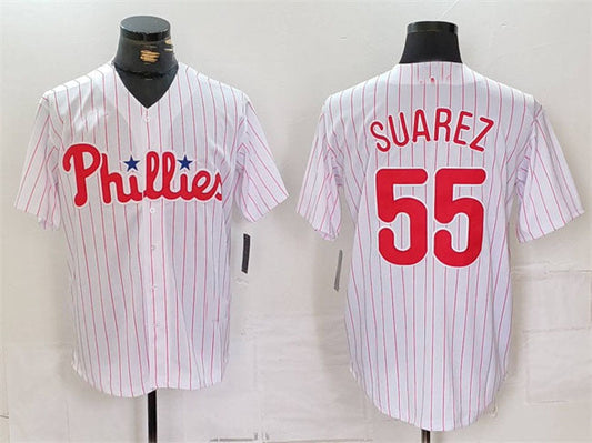 Philadelphia Phillies #55 Ranger Surez White Cool Base Stitched Baseball Jersey