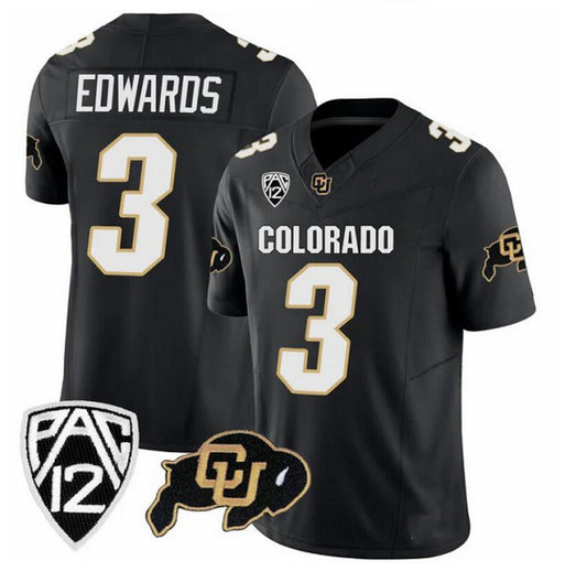 #3 EDWAROS C.Buffaloes Original Retro Brand NIL Football Player Jersey C Black Stitched American College Jerseys