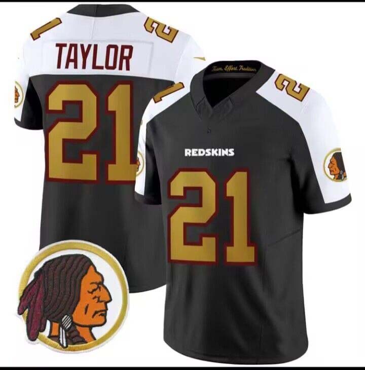 W.Redskins #21 Sean Taylor Throwback Vapor Black Gold Trim Jersey ?All Stitched American Football Jerseys